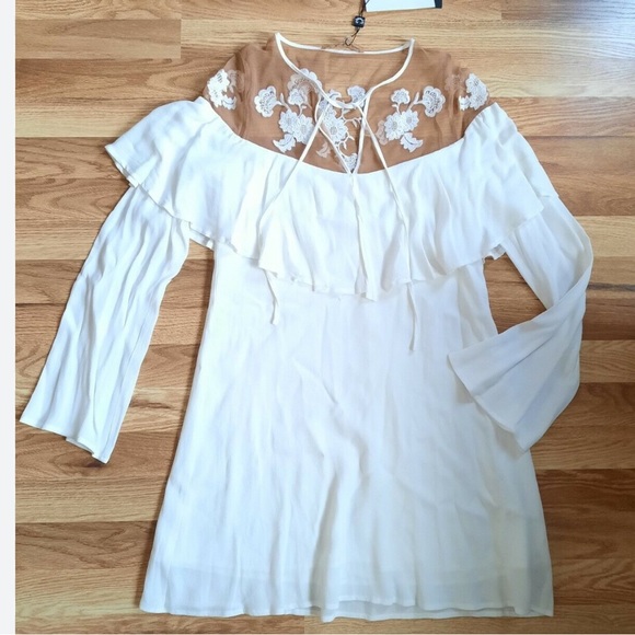 For Love & Lemons White Ruffle Mini Dress Elenora - Picture 4 of 4